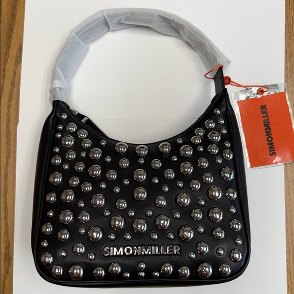 NEW SIMON MILLER women's studded snap bag in black with tags SHOPBOP - Picture 1 of 3